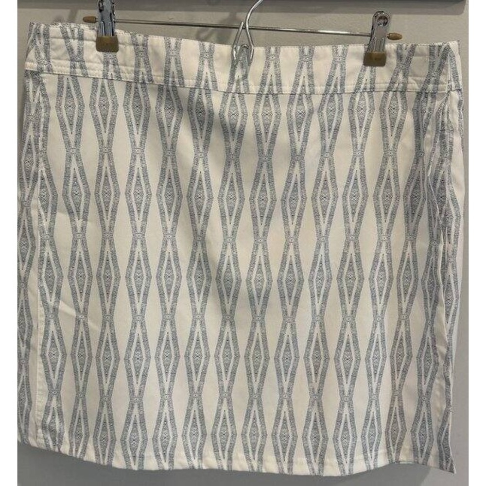 Rip Skirt Hawaii White Blue Geo Print Wrap Skirt Adjustable Length 2 Size XL